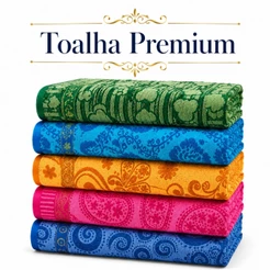 Toalha de Banho Premium Estampada 70x140cm Toque Macio Algodão Alta Absorção Banheiro Hotel Cores Sortidas