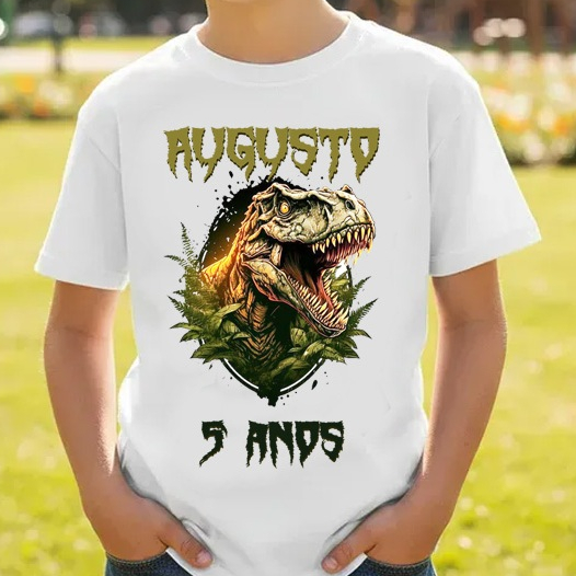 Camiseta Dinossauro Rex personalizada nome / idade / infantil / adulto