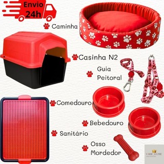 Kit Cachorro Completo Cama Pet Casinha De Cachorro Sanitário Canino Pequeno