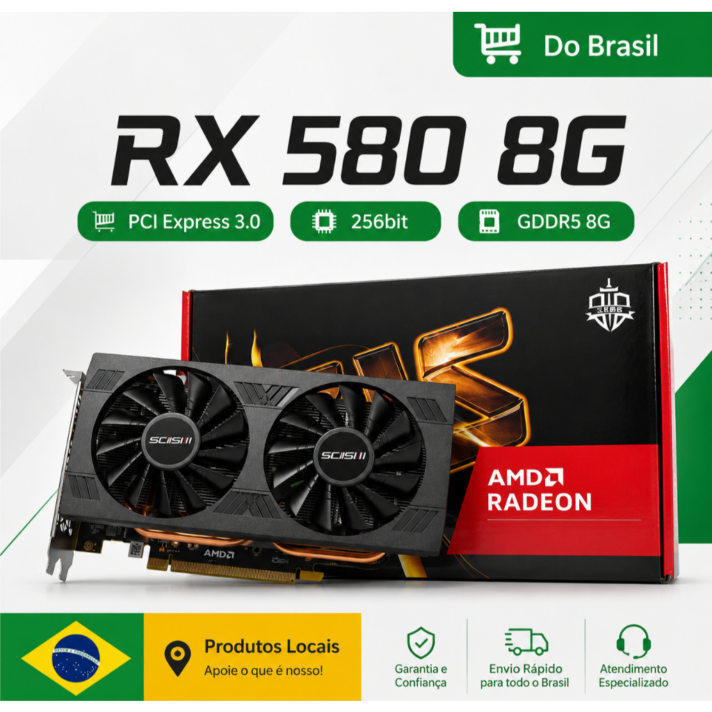 Placa De Vídeo Rx 580 8gb Original Com Nota Fiscal