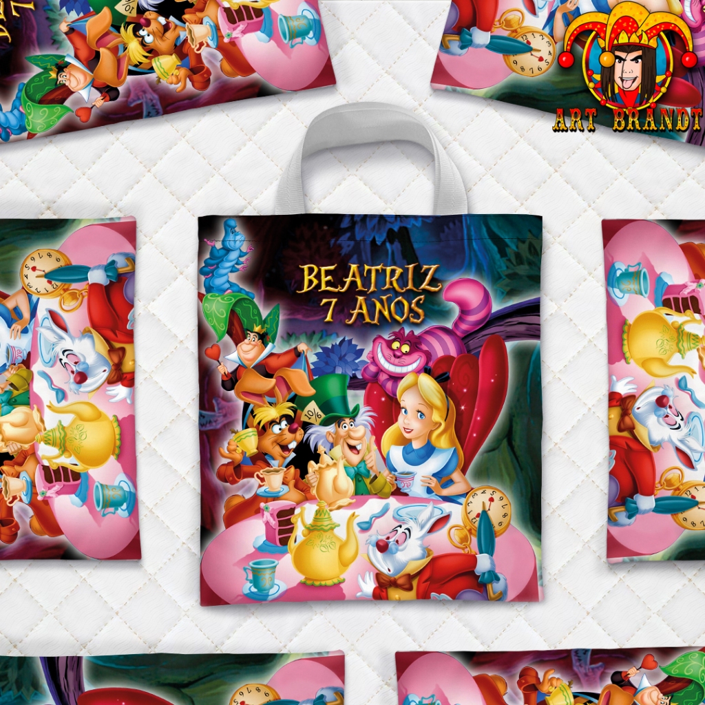 kit com 10 bolsas personalizadas sacolinha de festa Alice no País das Maravilhas