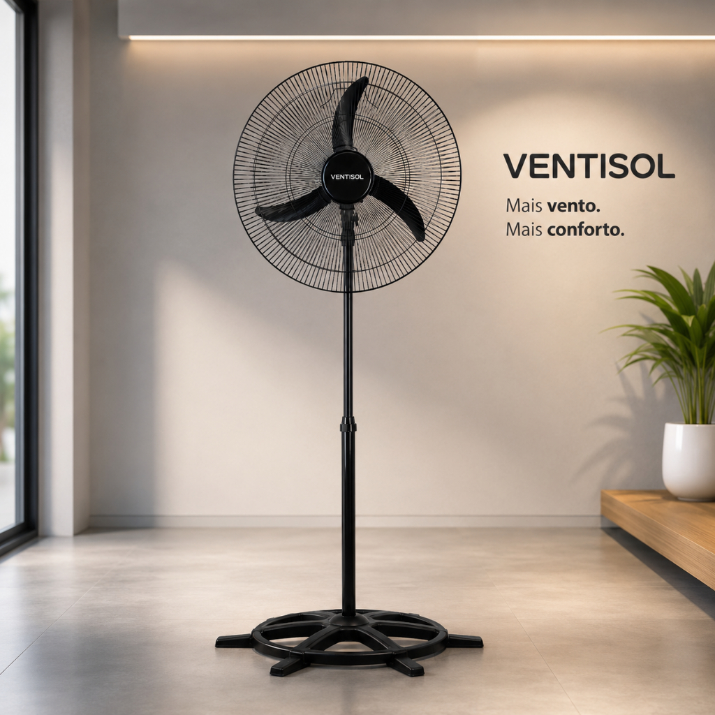 Ventilador Coluna 50cm Bivolt Ventisol Ventilador de Chão Turbo Grade de Aço Ventilador Grande