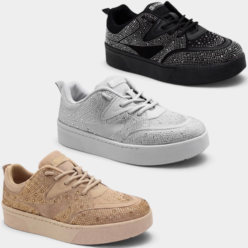 Tênis Ramarim Casual Sneaker Strass Feminino Original