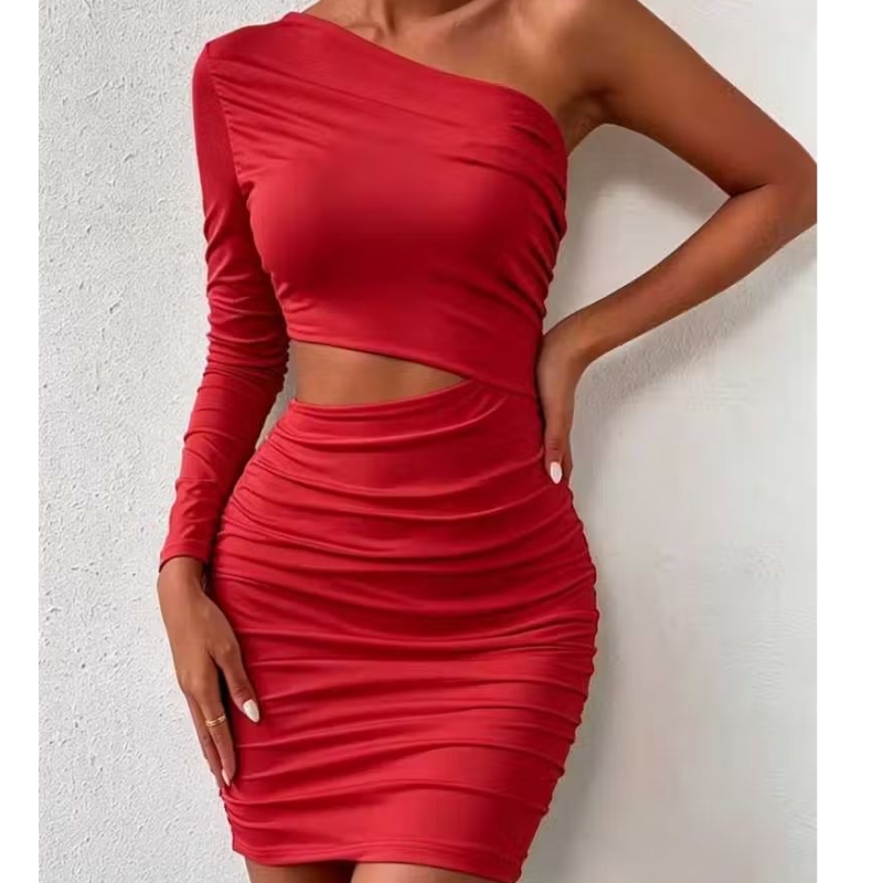 vestido feminino suplex curto con manga larga drapeado justo festa moda gringa y balada