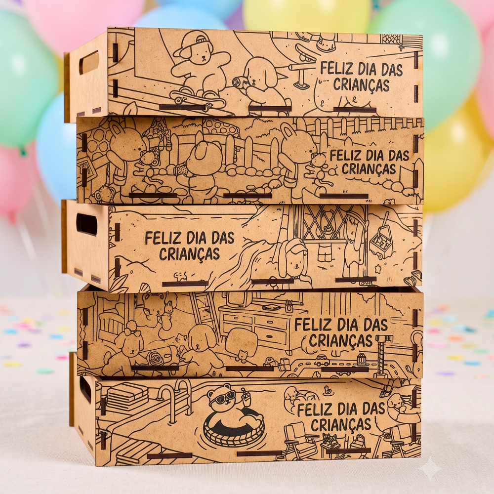 Kit 10 und Bandeja dia Das Crianças em Mdf Lembrancinha e Presente 20X15