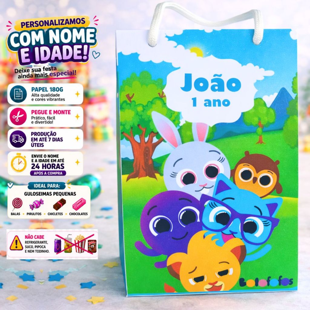 Kit Sacolinhas Personalizadas BOLOFOFOS