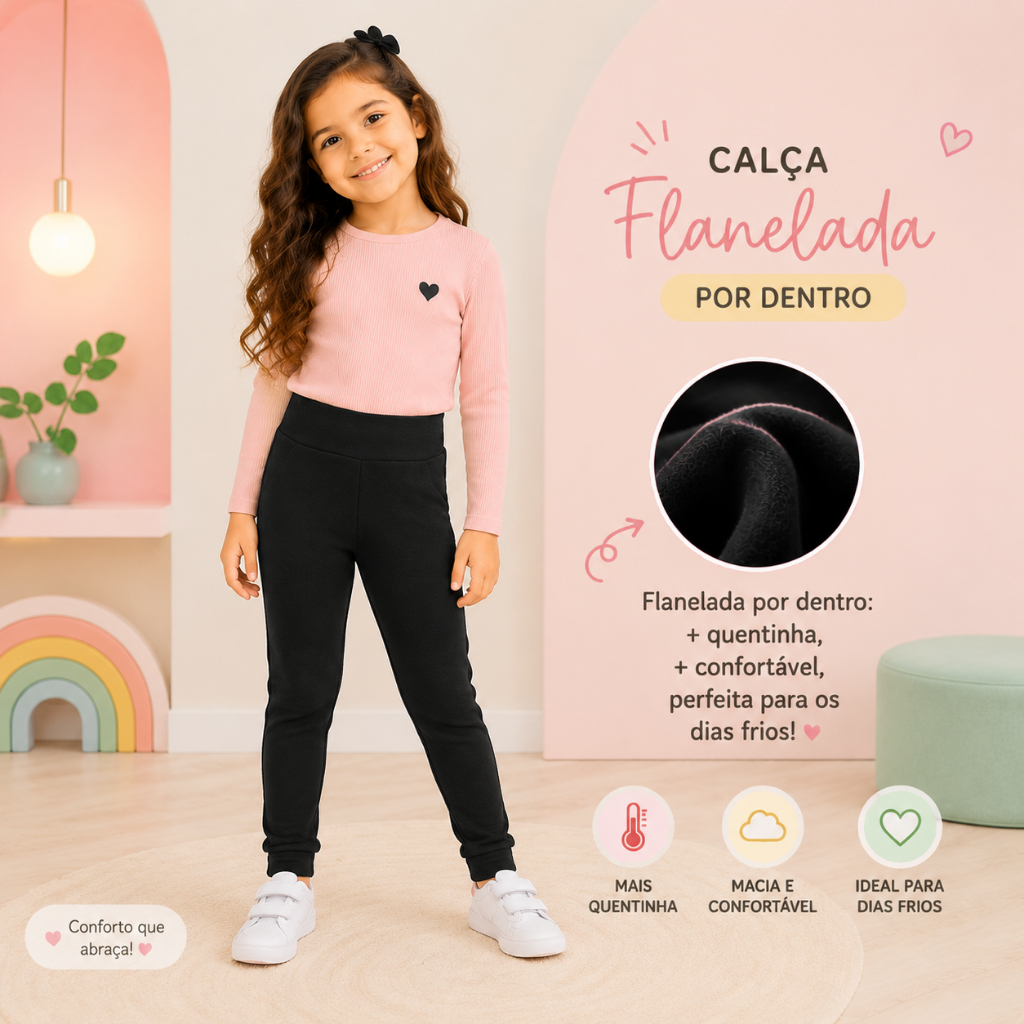 Legging Infantil Flanelada Ótima Qualidade Quentinha Forrada