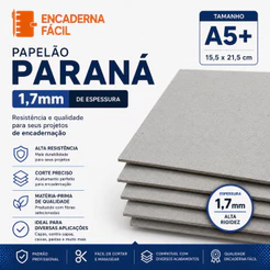 Papelão Paraná 1,7mm - 50 Placas Capa Agenda A5+ 15,5x21,5cm
