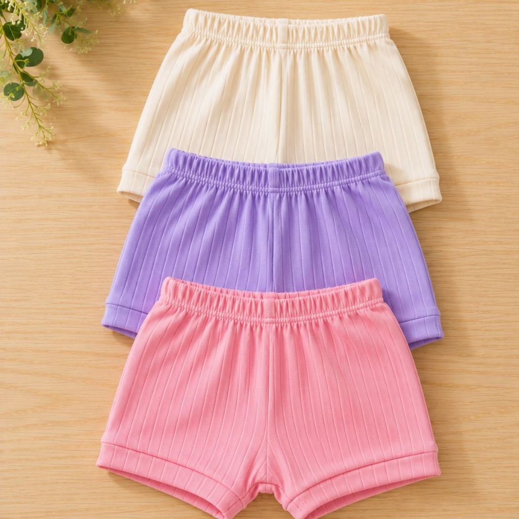 Kit 3 e 6 Tapa Fralda de Bebê Short 100% Algodão Canelado Acabamento Premium Menino e Menina Verão Calor Confortável