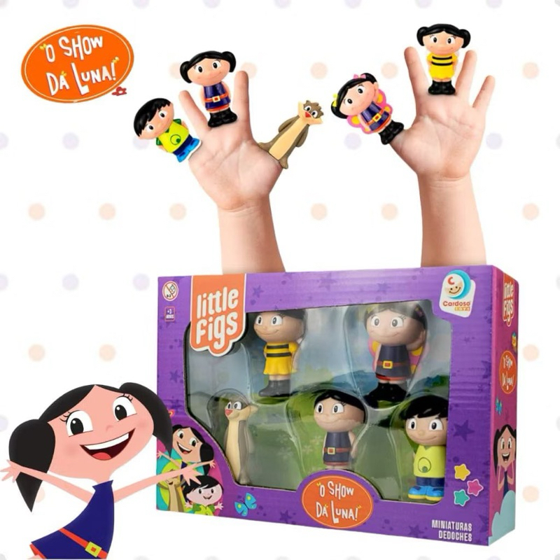O Show Da Luna Dedoches 5 Fantoches Little Figs Vinil Macio Atóxico Cardoso Toys