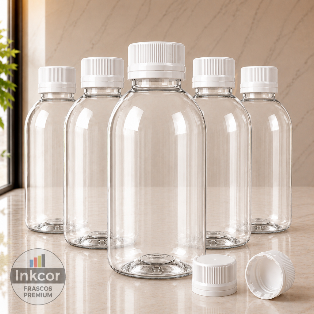 10 Frasco PET 100ml Transparente p/ Cosméticos Shampoo Creme Sabonete Líquido Lembrancinha Rosca 24