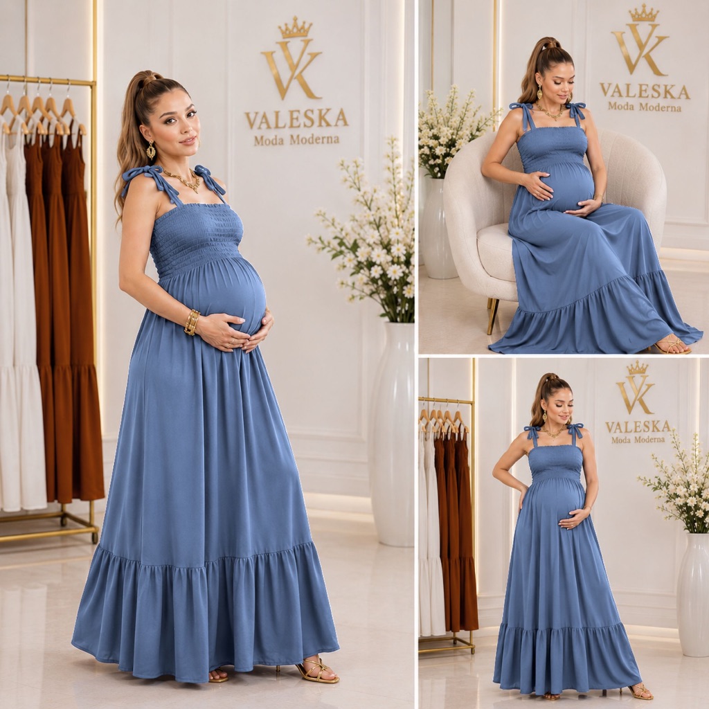 Vestido Longo Feminino / Gestante / Duna Premium vestido de maternidade confortável envio imediato