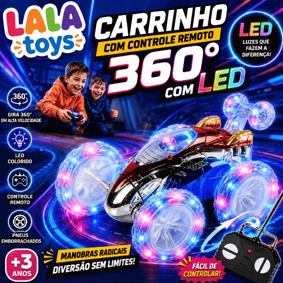 Carro Controle Remoto Maluco Gira 360º C/ Luz Led Brinquedo Carrinho de controle