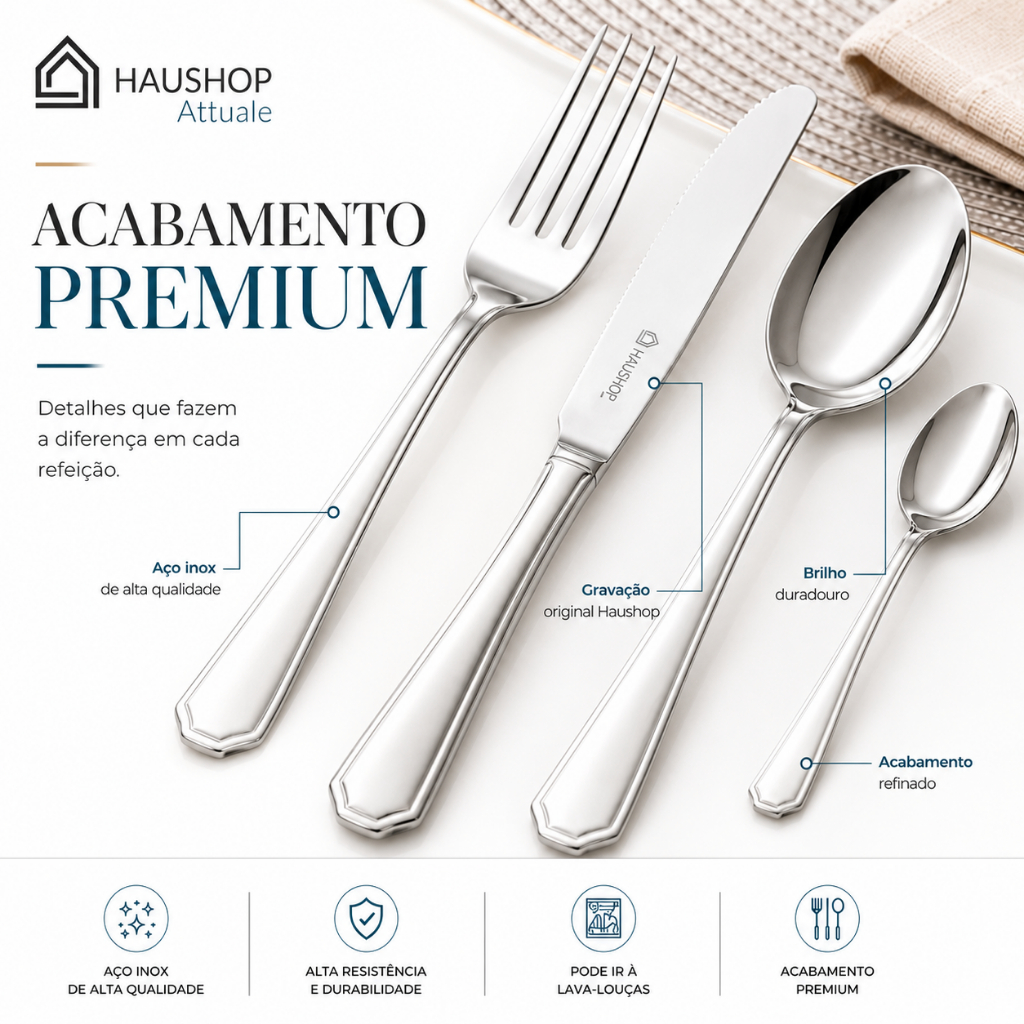 Jogo De Talheres Faqueiro Inox Attuale Haushop 24 Peças Faqueiro Completo Qualidade Premium · foto 2