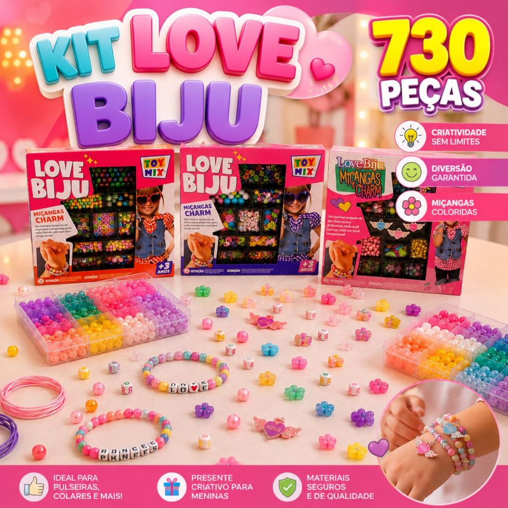 Kit 730 Miçangas Love Biju Charm Completo Letras Pingentes Pulseiras Artesanato Criativo