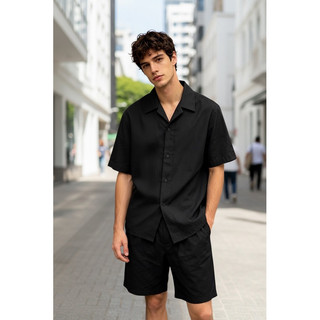 No.16 Conjunto Masculino Casual Premium Camisa Manga Curta e Bermuda Leve para o Verão