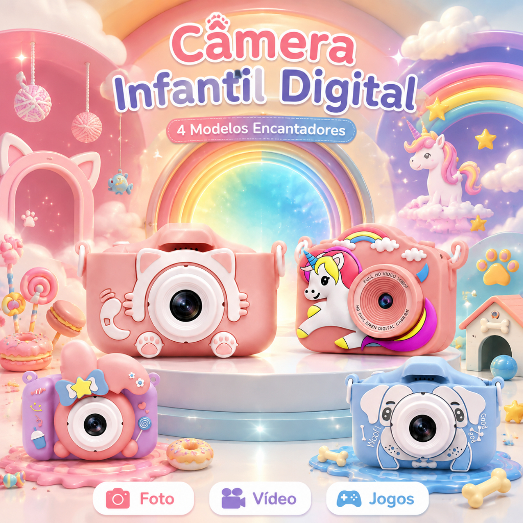 📸 Mini Câmera Digital Infantil, Filmadora Fotográfica Para Crianças - Tira Foto E Faz Vídeo De Verdade
