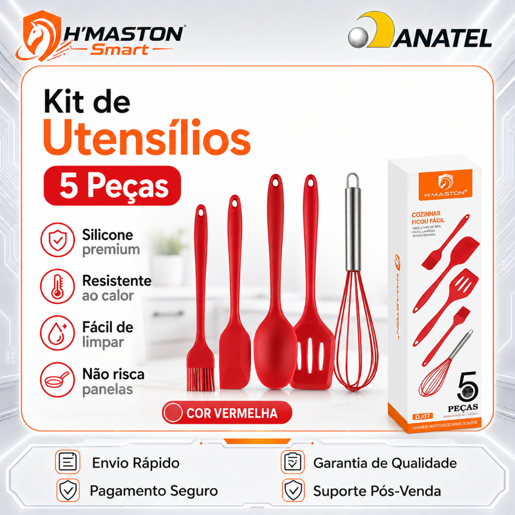 H'MASTON Kit Utensílios De Cozinha De Silicone Kit Colher De Silicone Kit Cozinha Utensílios Kit Colheres Silicone DJ07