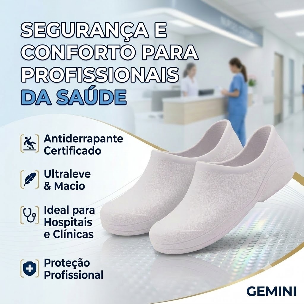 Sapato Branco Profissional Unisex Eva Enfermagem Cozinha Saúde Farmácia Limpeza Serviço EPI Yvate