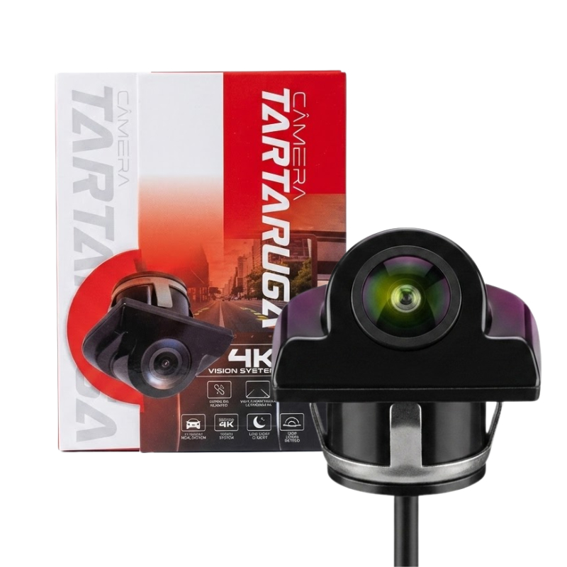 Câmera Ré Frontal Tartaruga JR8 4K 720p 180 Graus