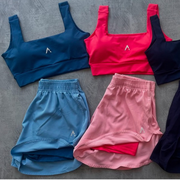 Conjunto Short Duplo Fitness Premium Poliamida Com Tactel E Top Com Bojo