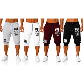 Kit 4 Bermuda Skinny Masculina Jogger Moletom New York Verão