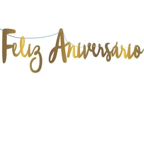 Faixa Varal De Letras Feliz Aniversário Metalizado Premium Com Laço 1,5m x 0,18m