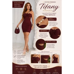 Vestido Feminino Balada Elegante Detalhe no Busto Fivela Metálica Em Montaria Premium Envio Imediato