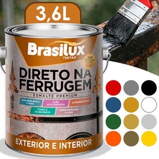 Tinta Direto na Ferrugem Esmalte Sintetico Para Portão Enferrujado 3,6L Brasilux Todas as Cores Disponiveis