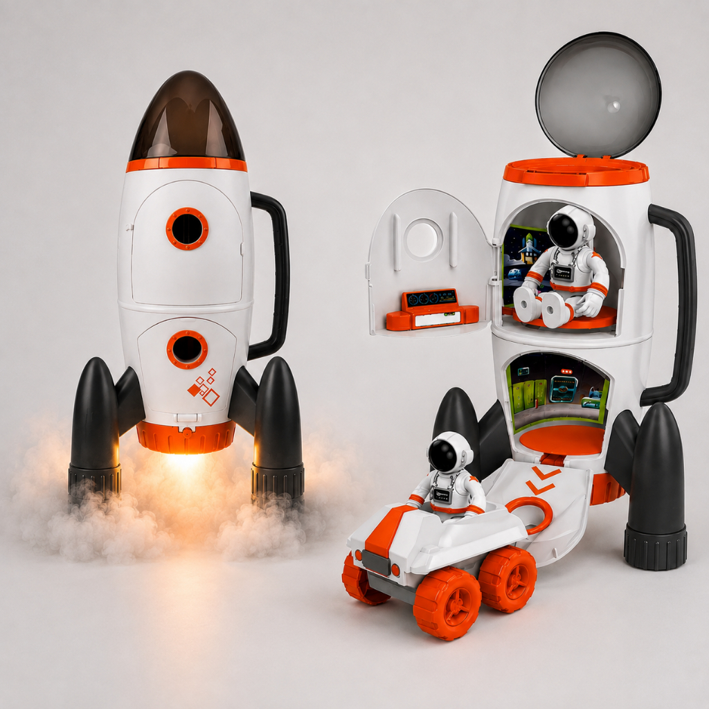 Brinquedo Foguete Espacial Emite Som Luz Efeito Fumaça Branco - Castela