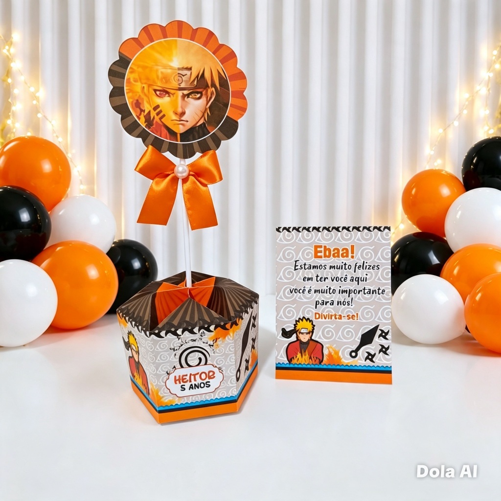 Centro de Mesa Plaquinha Naruto Festa Aniversário Caixinhas Lembrancinhas Decoração Personalizados