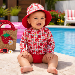 Kit Lote Blusa Proteção Solar Tapa Fralda Chapéu Bebê Infantil Moda Praia Meninas - Biquíni Infantil