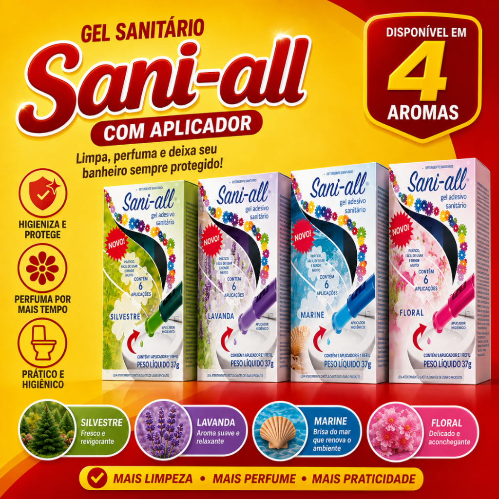 Gel Sanitário com Aplicador Sani All 6 Aplicações Vários Aromas