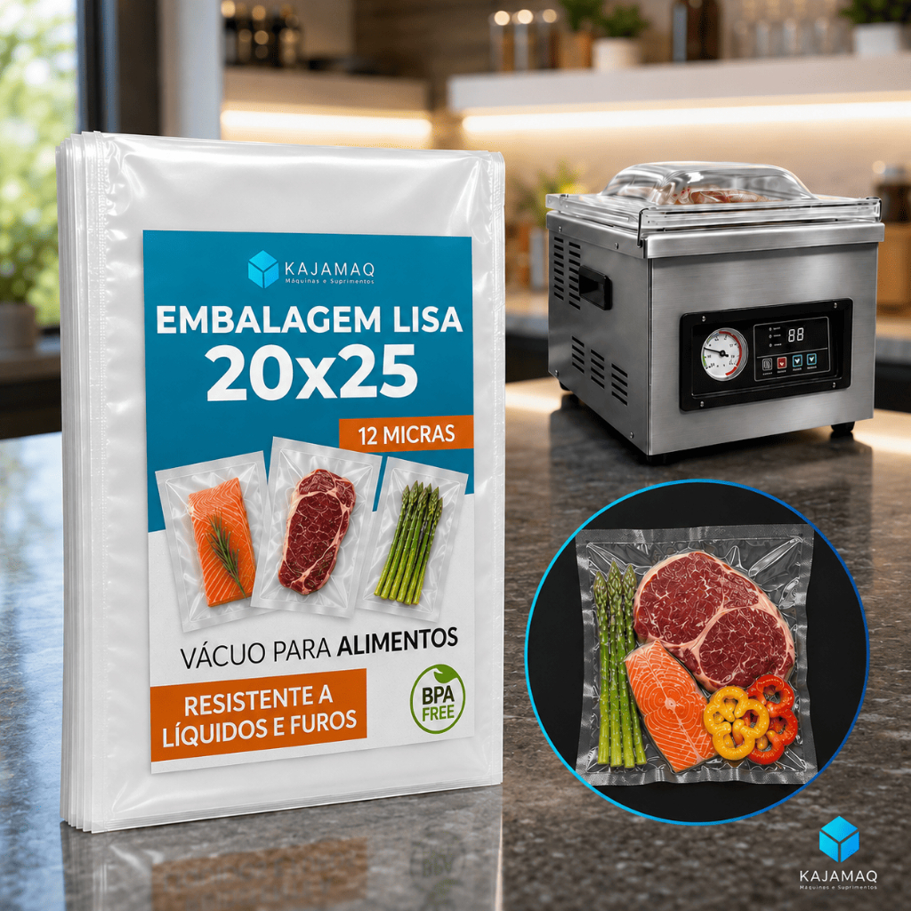 20x25 Embalagem A Vácuo Lisa 100 Unidades Seladora Camara E Bico de Succao Saco Transparente Alimentos Sous Vide