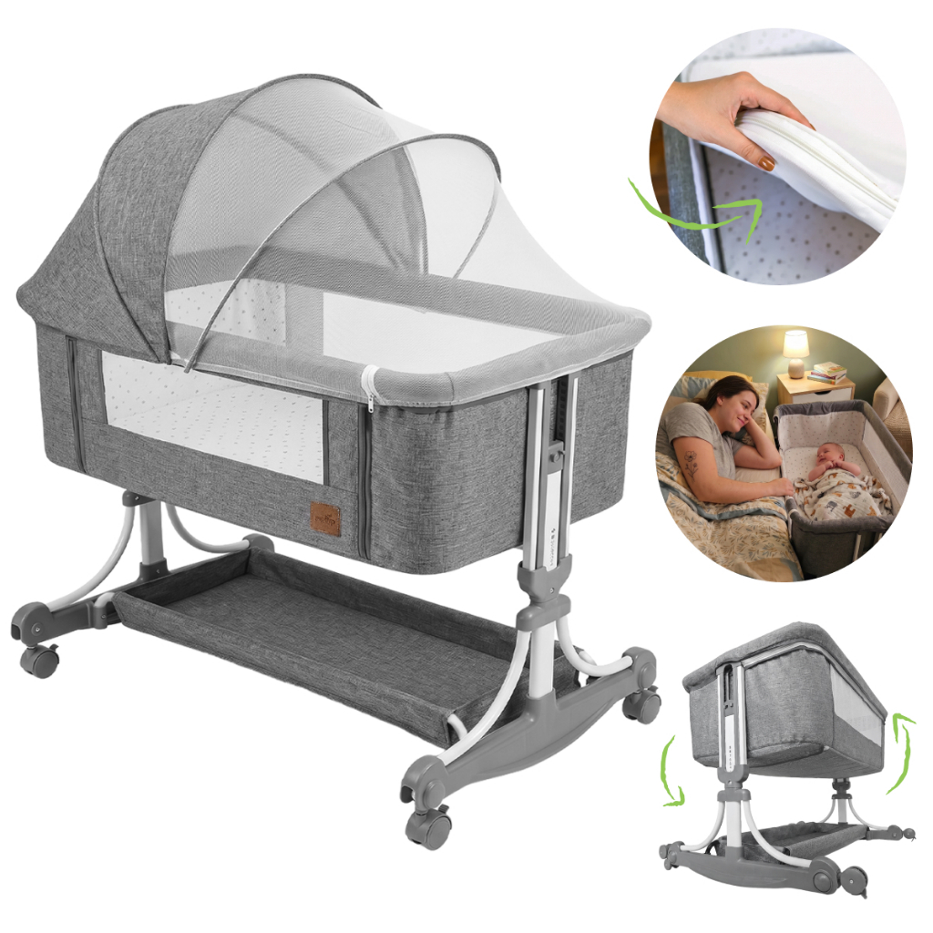 Imagem Berço De Balanço Bebês Colchão Mosquiteiro Cesto Até 50kg Ergonômico Tubo De Ferro Poliéster Pipdip