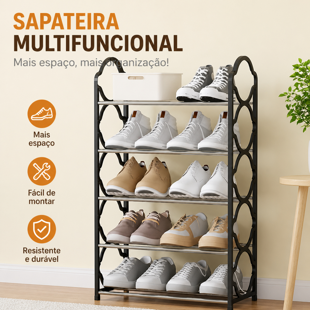 Sapateira Organizadora Desmontável 5 Andares Multiuso para Quarto Hall Sapatos Livros e Brinquedos