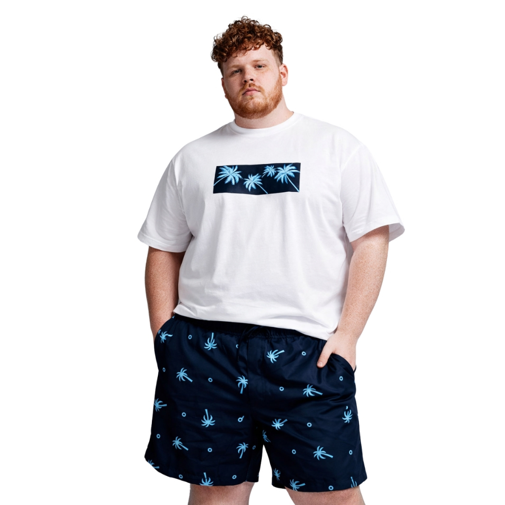 Conjunto Plus Size Masculino Camiseta Estampada  100% Algodão + Bermuda Tactel Leve Estampada G1 G2 G3