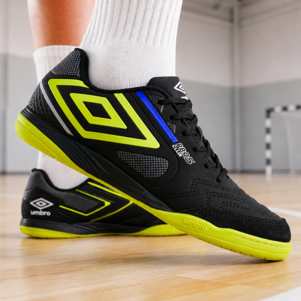 Chuteira Futsal Umbro Pro 5 Bump Club Masculina Indoor Antiderrapante Conforto Amortecimento Grip