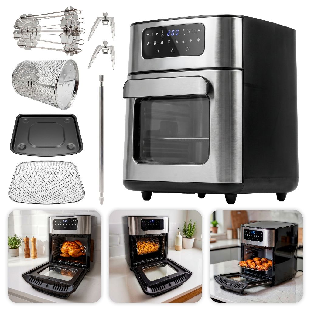 Fritadeira Elétrica Air Fryer Oven Forno 1700W 12L Digital Frita Sem Óleo Assa Reaquece Desidrata