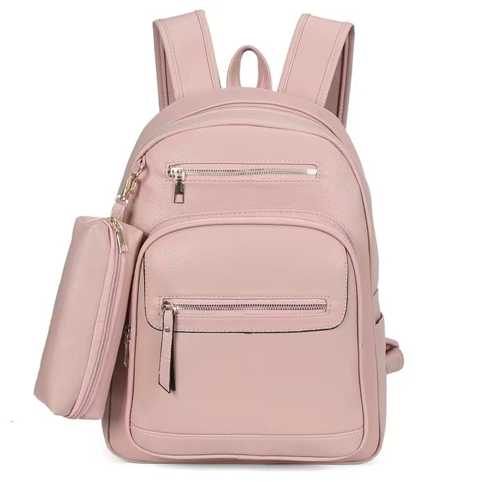 Bolsa Mochila Couro PU Feminina Masculino Grande Com Estojo De Costas Em Couro Sintético Para Estuda Trabalho Dia Dia