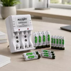 Carregador de Pilhas + 12 Pilhas(4 AA+8 AAA) Recarregáveis Bivolt Carregamento Prático e Rápido