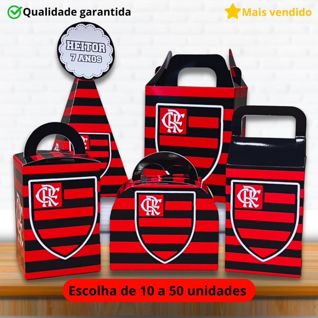Caixinha Lembrancinha Flamengo Personalizado com Nome Kit 10 a 50 und Mimo Doces Festa Aniversário