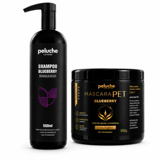 Hidratação para Cachorro Shampoo Branqueador Máscara Blueberry Peluche Kit Pelos Claros Banho Pet Cães