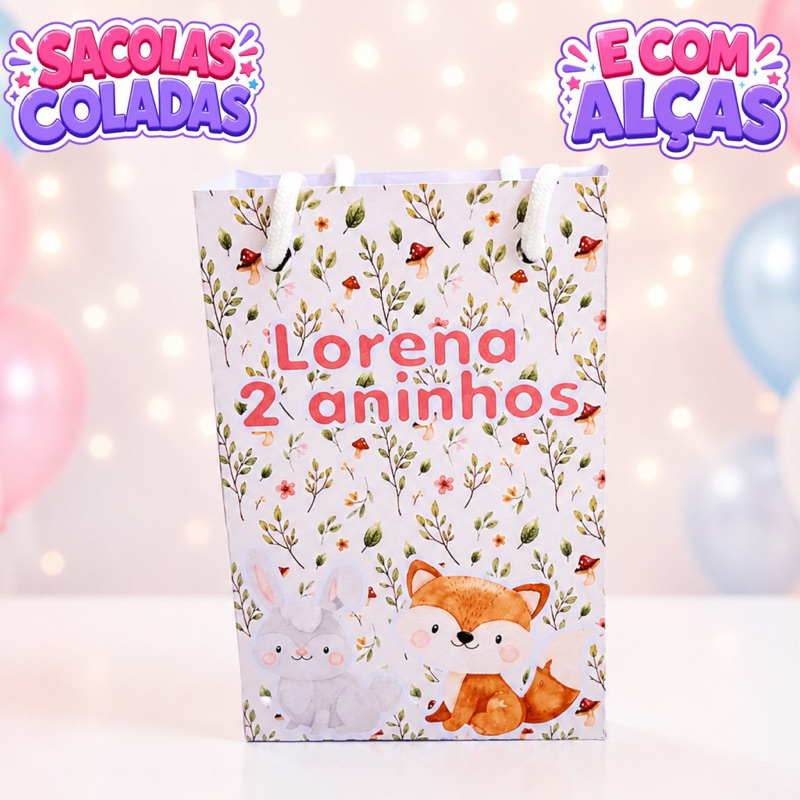 Sacolinha Bosque Encantado Personalizado/Lembrancinha de Festa/Aniversário/Lembrancinha Festa Infantil