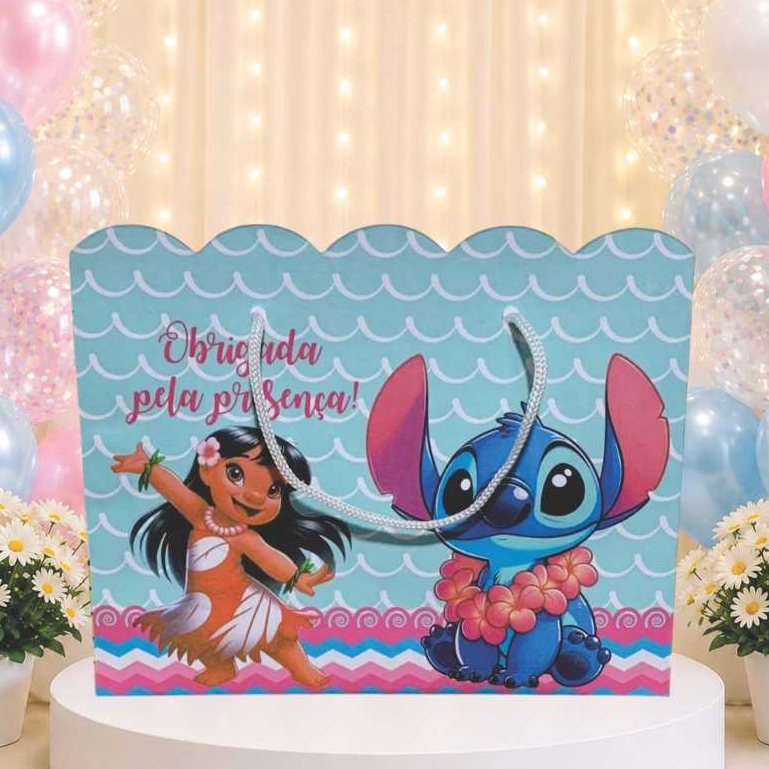 Sacolinha Surpresa Grande Personalizada Lembrancinha Lilo Stitch - MONTE EM CASA