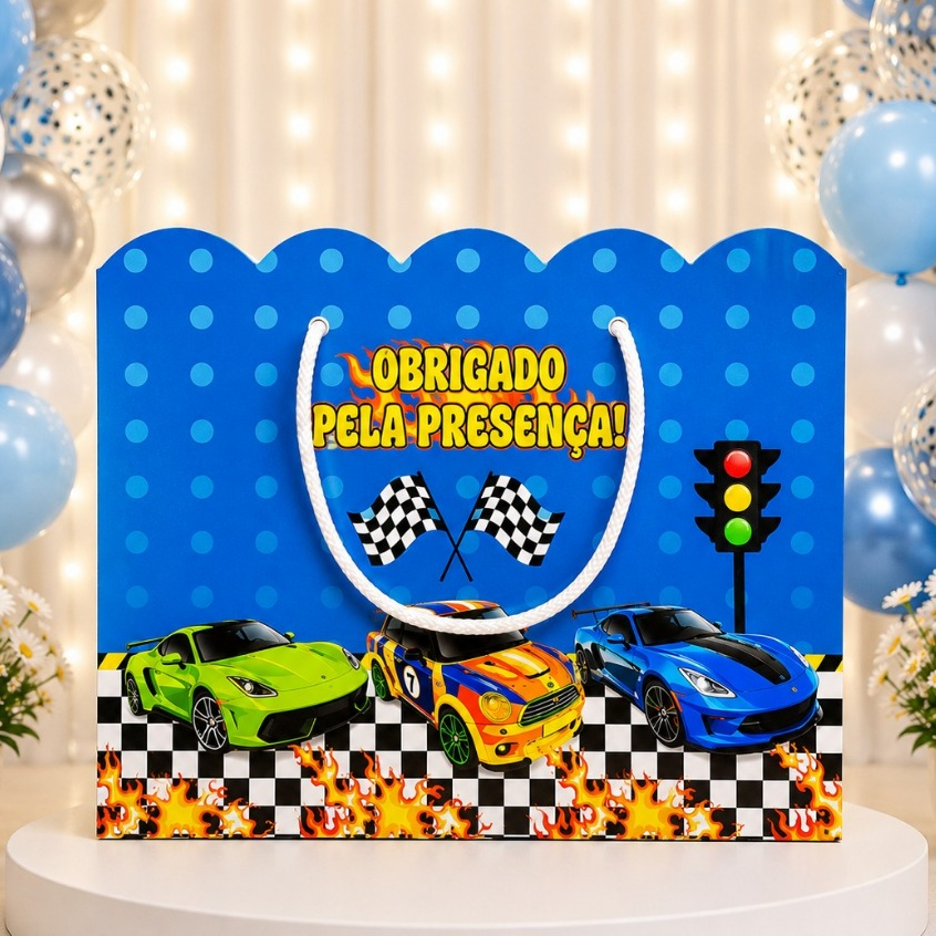 Sacolinha Surpresa Grande Personalizada Lembrancinha Hot Wheels / Carrinho - MONTE EM CASA