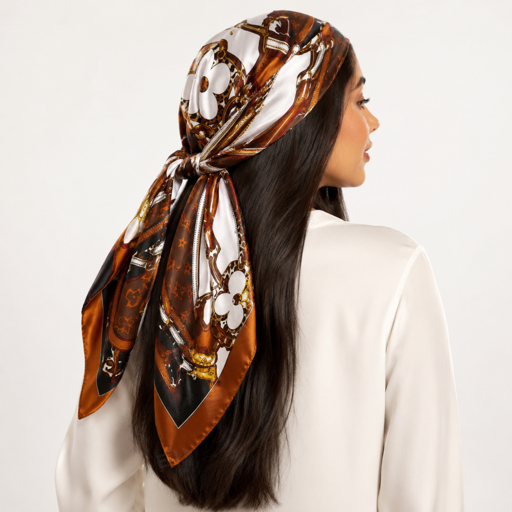 Lenço Feminino 90x90cm Estampado Multiuso para Cabeça Pescoço Cintura Top Faixa e Bolsa