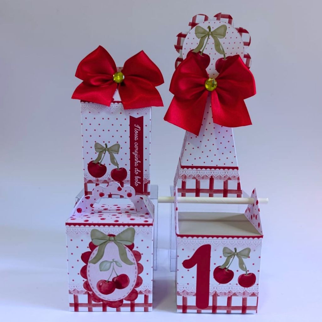 Kit Caixas Cerejinha Personalizadas/Lembrancinha de Festa/Kit Festa Cereja/Aniversário Cerejinha