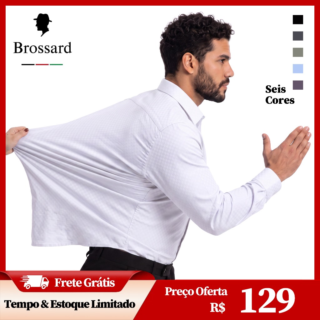 Camisa Social Masculina Slim Fit Elastano e Não Amassa, Blusa Manga Longa Xadrez Malha Moda Premium · foto 2