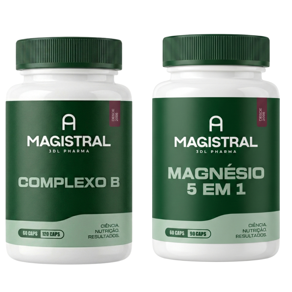 KIT Complexo B Ultra Concentrado 60 Cápsulas + Magnésio 5 em 1 Elementar de Alta Biodisponibilidade 60 Cápsulas